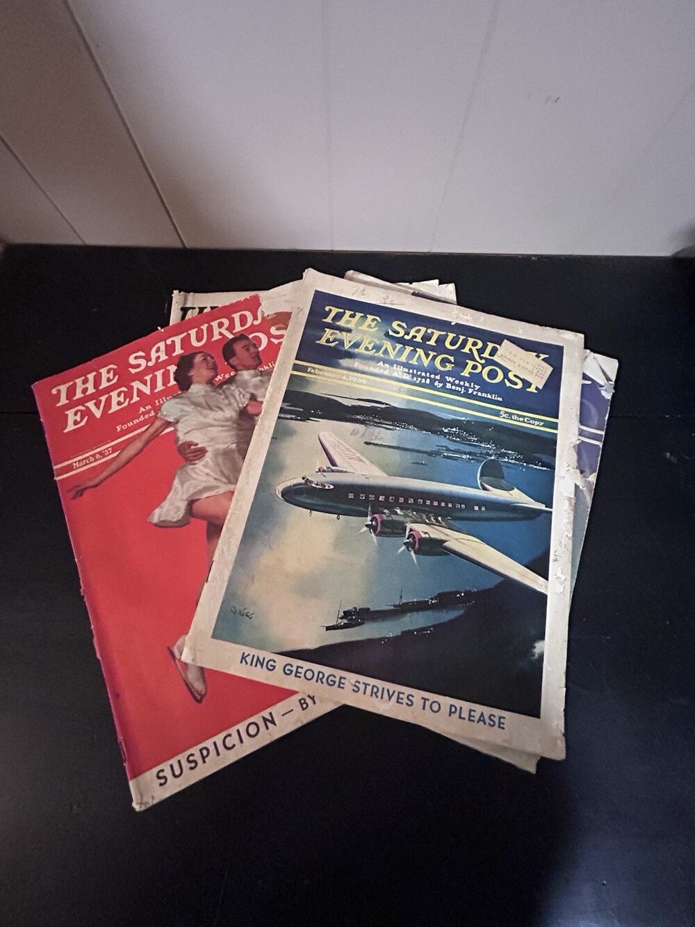 Vtg Saturday Evening Post Magazines 1937 1939 Norman Rockwell Era Lot of 4
